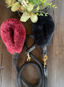 Genuine Shearling Grip, Leather/Nylon Rope Leash: Gstaad (The Set)